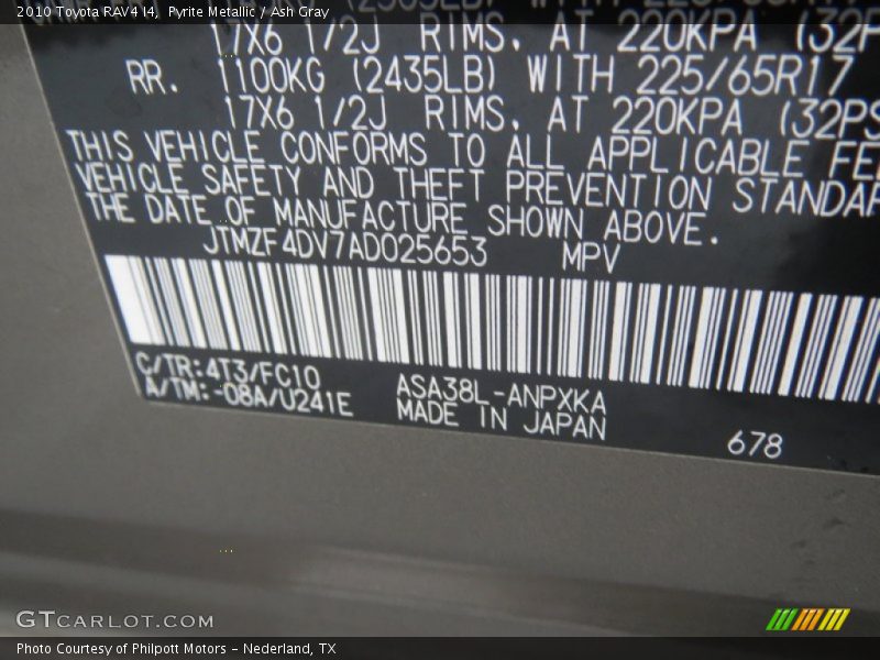 Pyrite Metallic / Ash Gray 2010 Toyota RAV4 I4