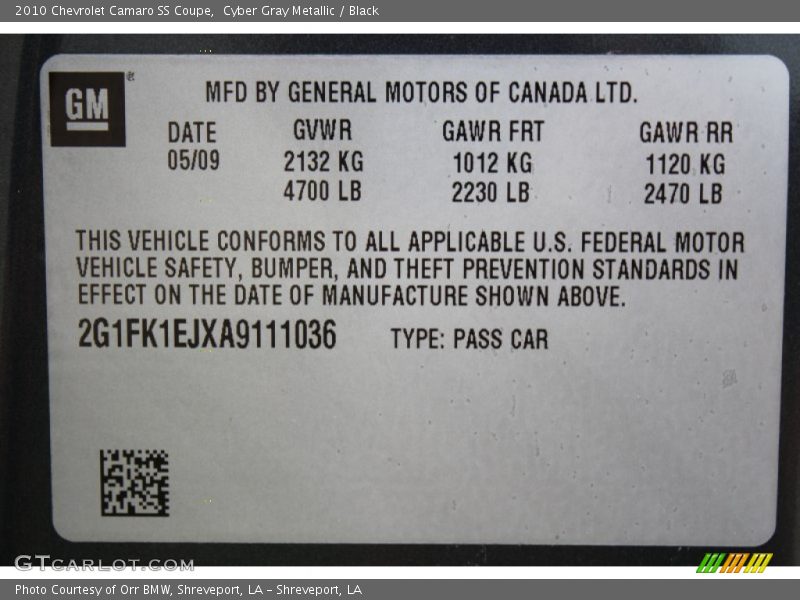 Cyber Gray Metallic / Black 2010 Chevrolet Camaro SS Coupe