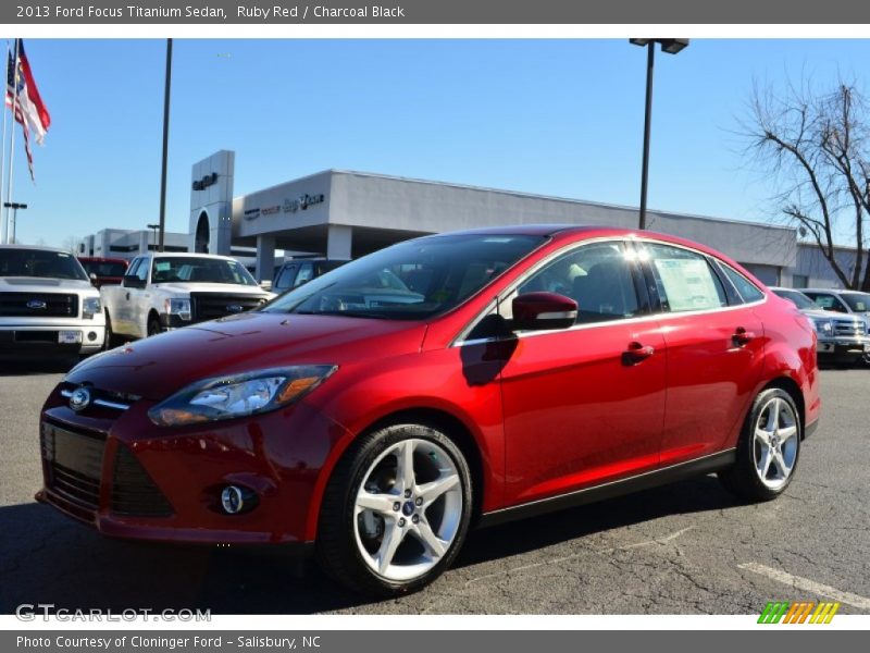 Ruby Red / Charcoal Black 2013 Ford Focus Titanium Sedan