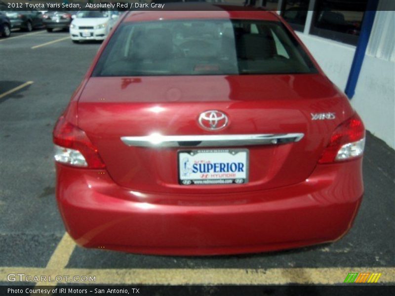 Absolutely Red / Dark Gray 2012 Toyota Yaris Sedan