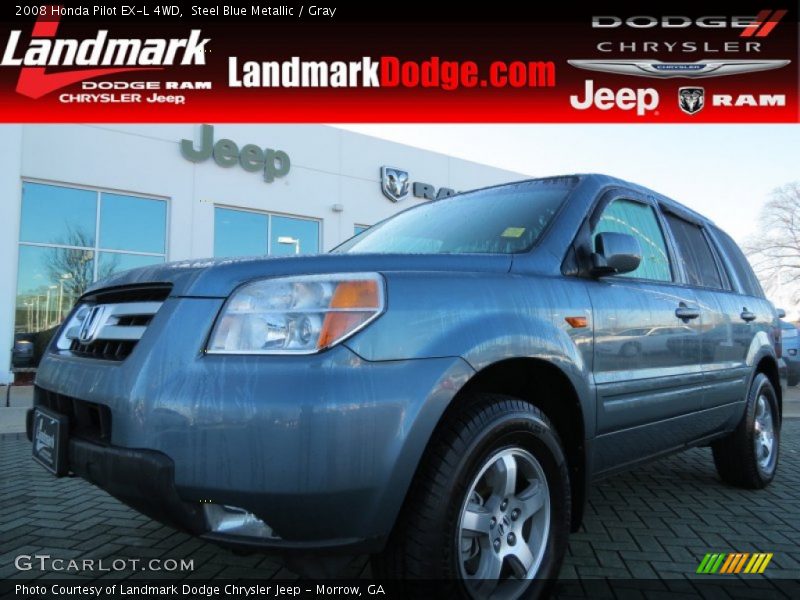 Steel Blue Metallic / Gray 2008 Honda Pilot EX-L 4WD