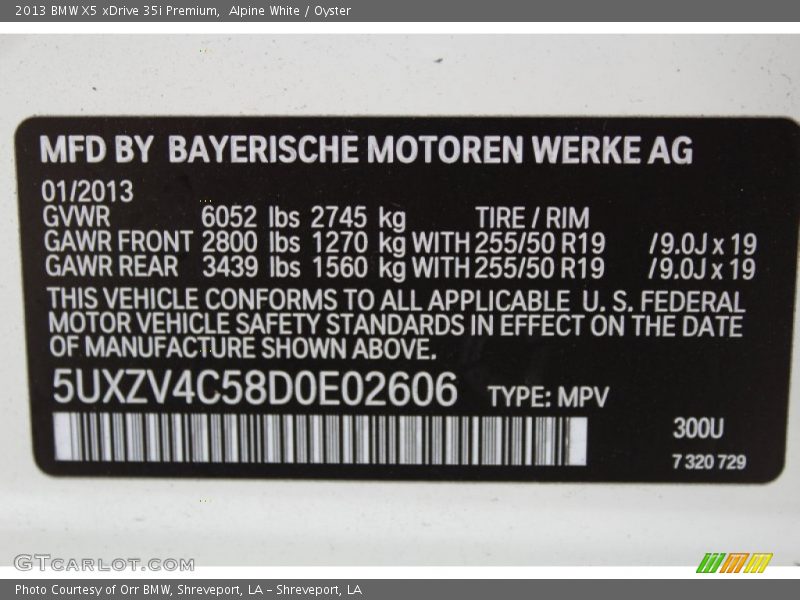 Alpine White / Oyster 2013 BMW X5 xDrive 35i Premium