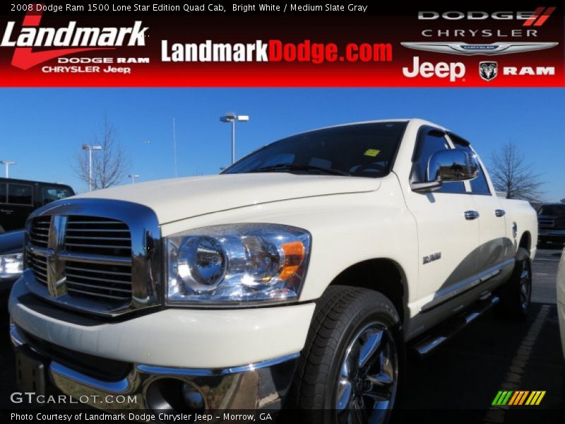 Bright White / Medium Slate Gray 2008 Dodge Ram 1500 Lone Star Edition Quad Cab