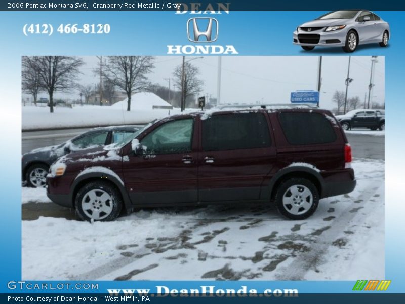 Cranberry Red Metallic / Gray 2006 Pontiac Montana SV6