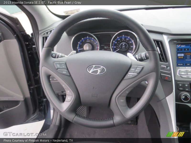Pacific Blue Pearl / Gray 2013 Hyundai Sonata SE 2.0T