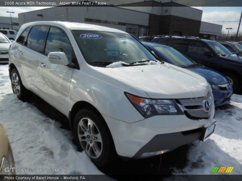 Aspen White Pearl / Taupe 2008 Acura MDX Technology