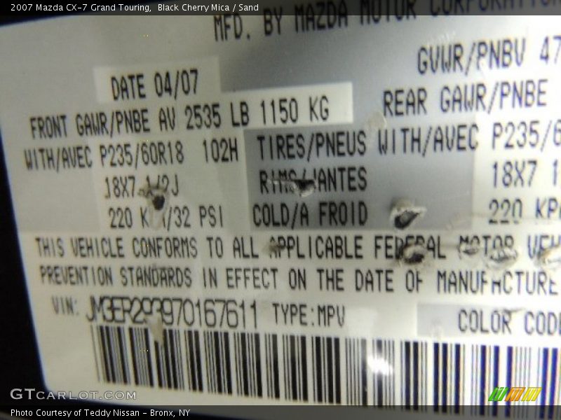 Black Cherry Mica / Sand 2007 Mazda CX-7 Grand Touring
