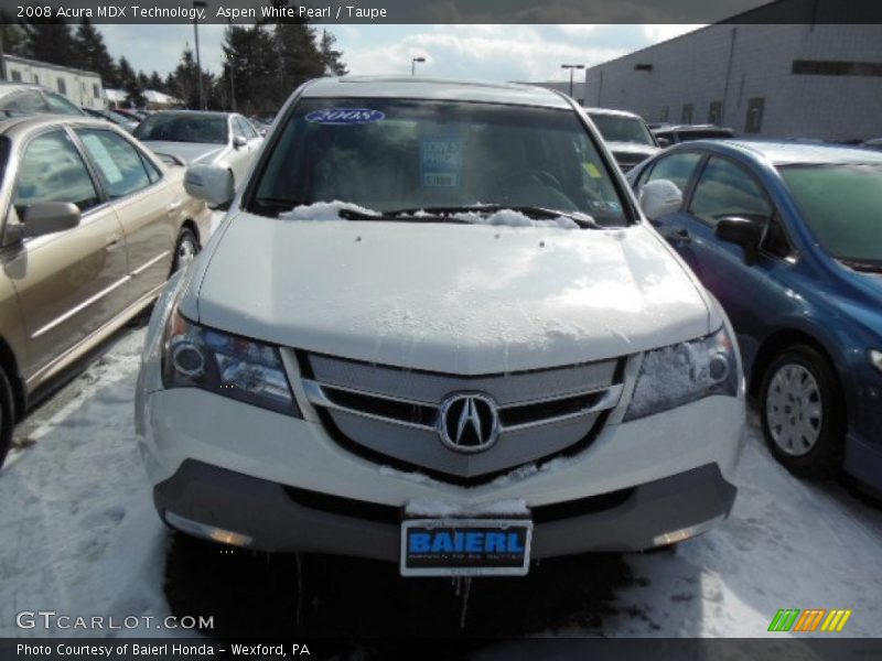 Aspen White Pearl / Taupe 2008 Acura MDX Technology