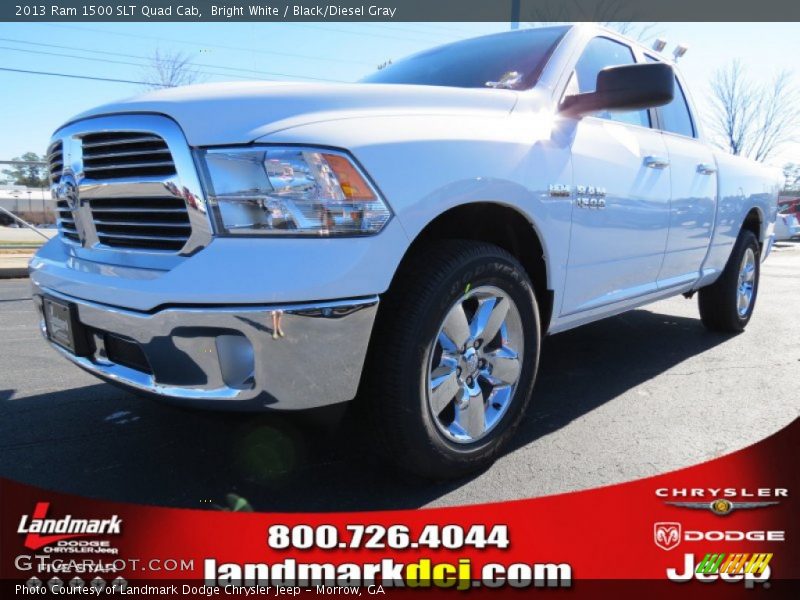 Bright White / Black/Diesel Gray 2013 Ram 1500 SLT Quad Cab