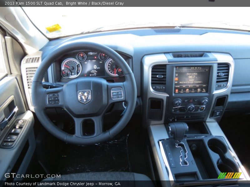 Bright White / Black/Diesel Gray 2013 Ram 1500 SLT Quad Cab