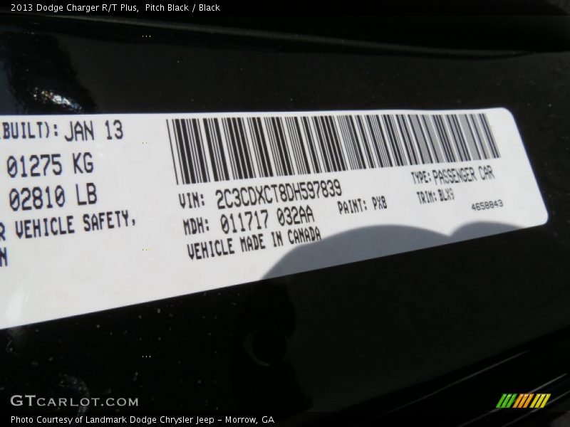 Pitch Black / Black 2013 Dodge Charger R/T Plus