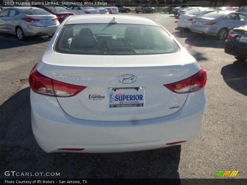 Shimmering White / Beige 2013 Hyundai Elantra Limited