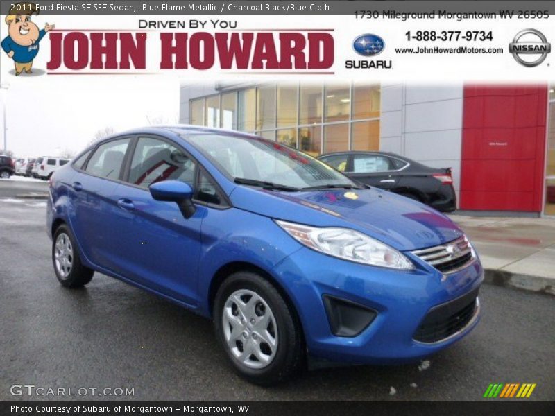 Blue Flame Metallic / Charcoal Black/Blue Cloth 2011 Ford Fiesta SE SFE Sedan
