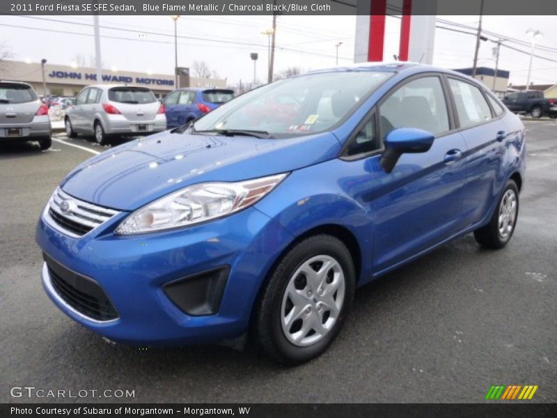 Blue Flame Metallic / Charcoal Black/Blue Cloth 2011 Ford Fiesta SE SFE Sedan