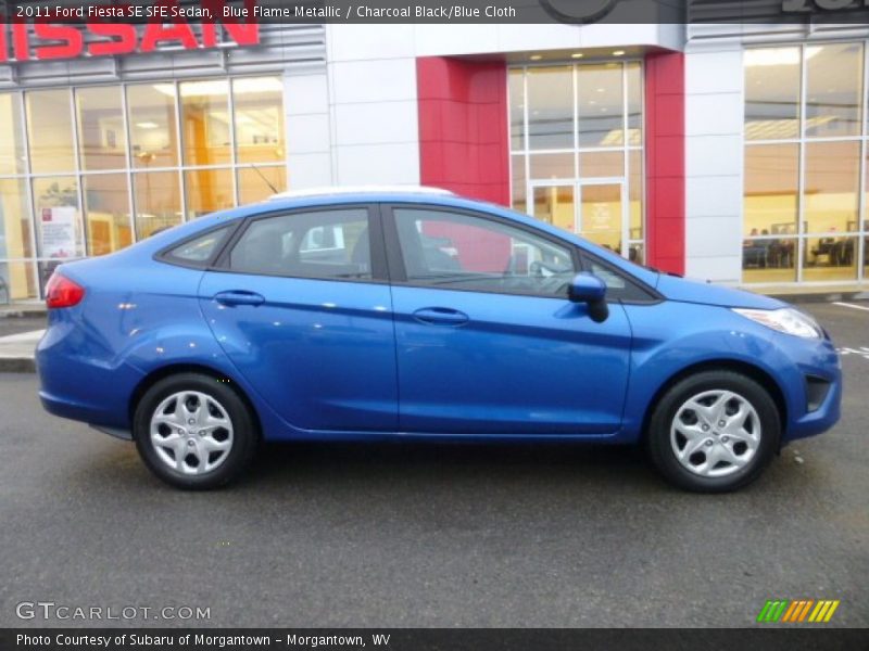 Blue Flame Metallic / Charcoal Black/Blue Cloth 2011 Ford Fiesta SE SFE Sedan