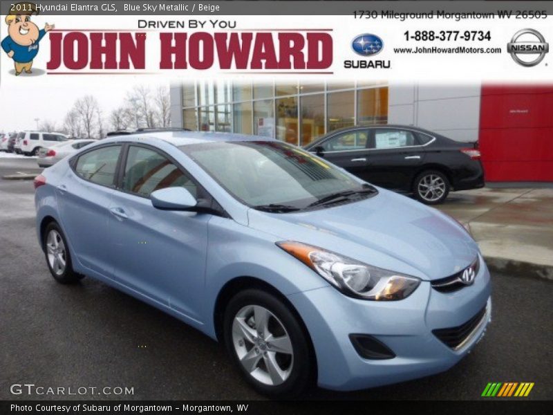 Blue Sky Metallic / Beige 2011 Hyundai Elantra GLS