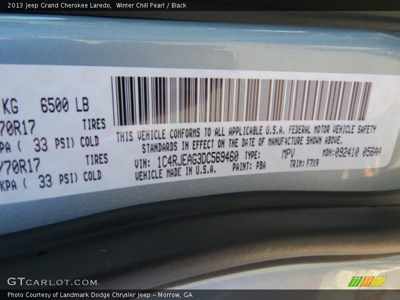 Winter Chill Pearl / Black 2013 Jeep Grand Cherokee Laredo