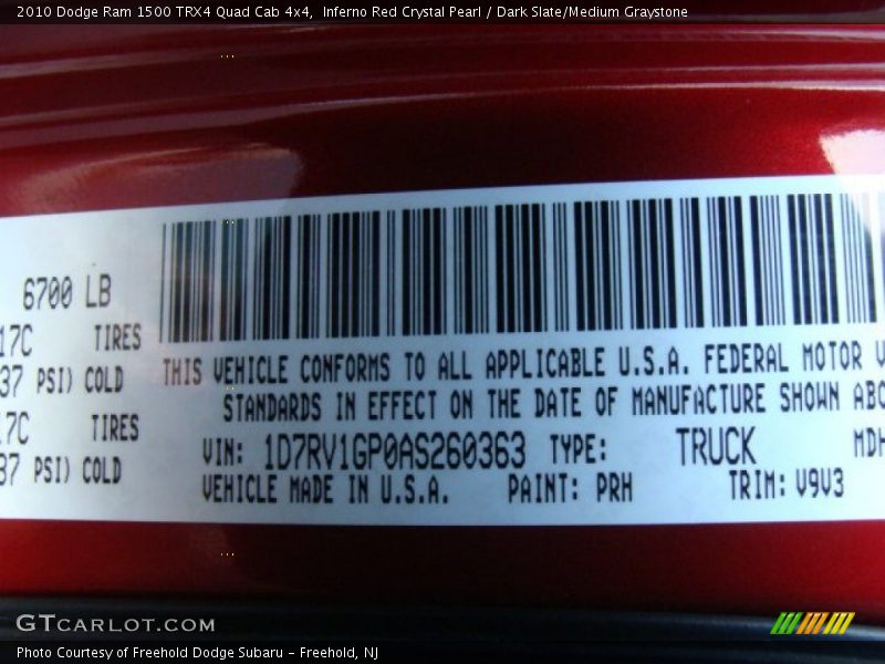 Inferno Red Crystal Pearl / Dark Slate/Medium Graystone 2010 Dodge Ram 1500 TRX4 Quad Cab 4x4