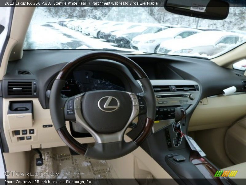 Starfire White Pearl / Parchment/Espresso Birds Eye Maple 2013 Lexus RX 350 AWD