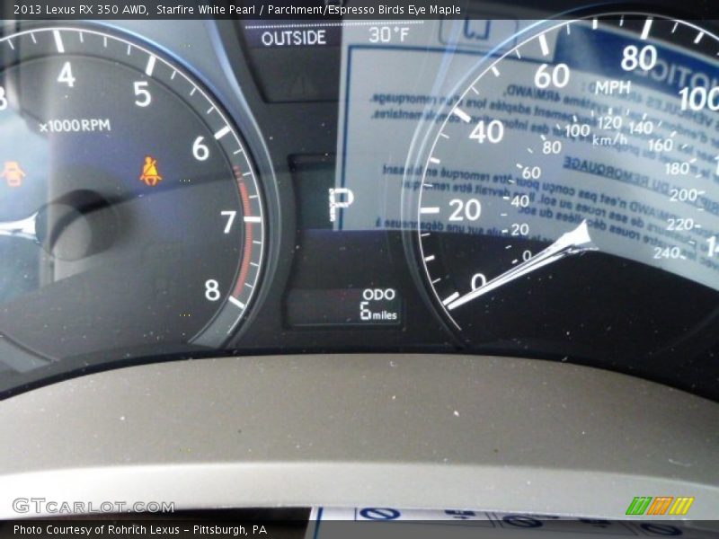 Starfire White Pearl / Parchment/Espresso Birds Eye Maple 2013 Lexus RX 350 AWD