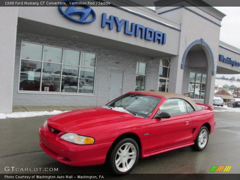 Vermillion Red / Saddle 1998 Ford Mustang GT Convertible