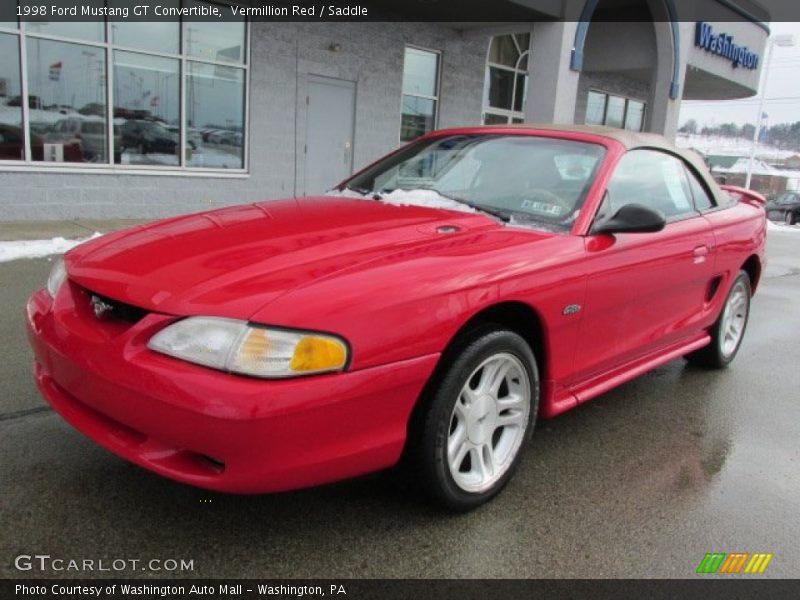 Vermillion Red / Saddle 1998 Ford Mustang GT Convertible