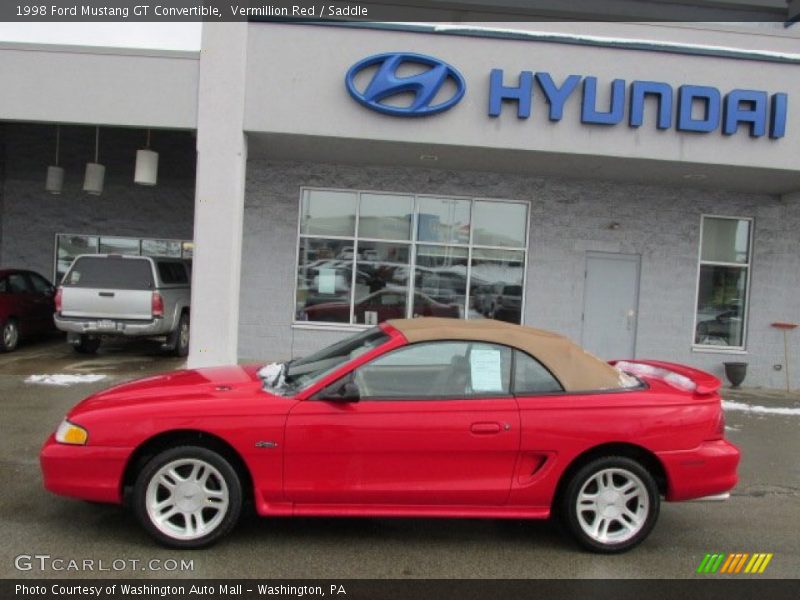 Vermillion Red / Saddle 1998 Ford Mustang GT Convertible