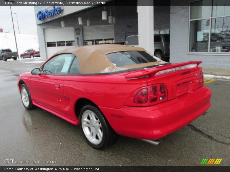 Vermillion Red / Saddle 1998 Ford Mustang GT Convertible