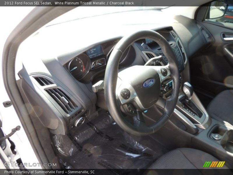 White Platinum Tricoat Metallic / Charcoal Black 2012 Ford Focus SEL Sedan