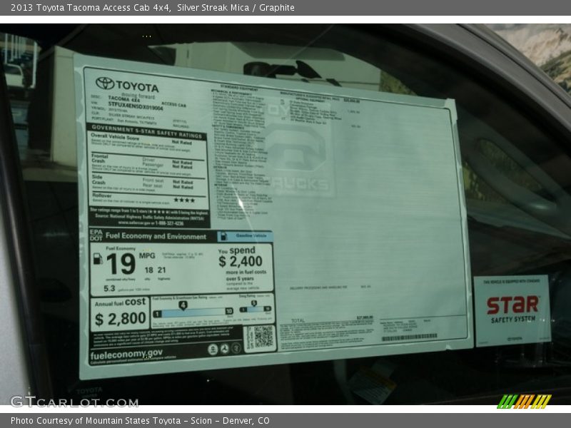  2013 Tacoma Access Cab 4x4 Window Sticker