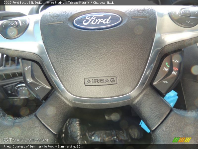 White Platinum Tricoat Metallic / Charcoal Black 2012 Ford Focus SEL Sedan