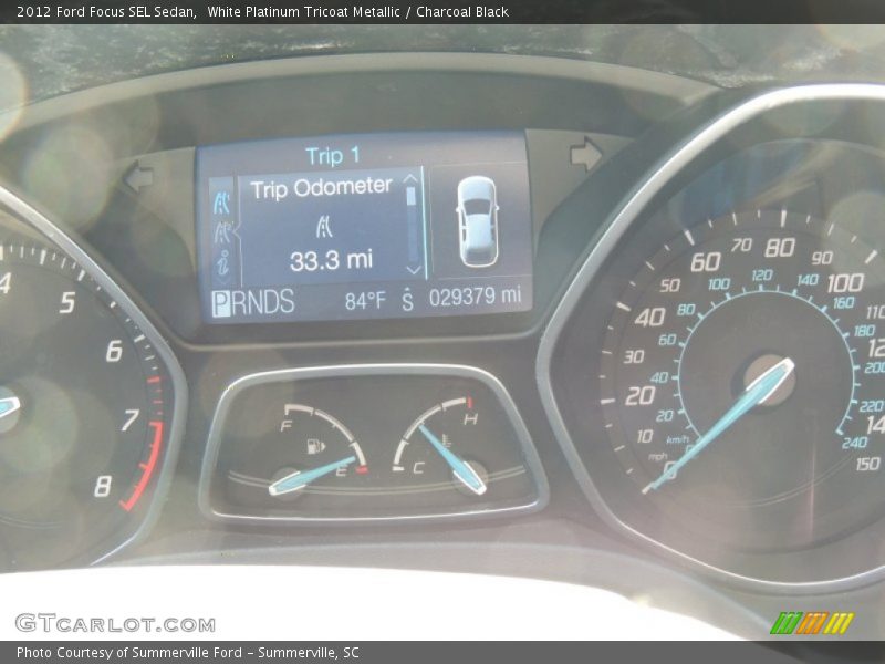 White Platinum Tricoat Metallic / Charcoal Black 2012 Ford Focus SEL Sedan