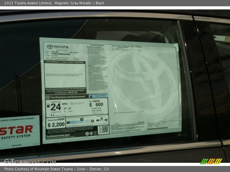 Magnetic Gray Metallic / Black 2013 Toyota Avalon Limited