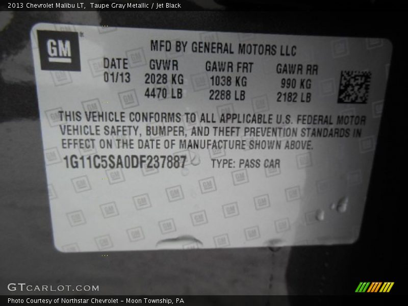 Taupe Gray Metallic / Jet Black 2013 Chevrolet Malibu LT