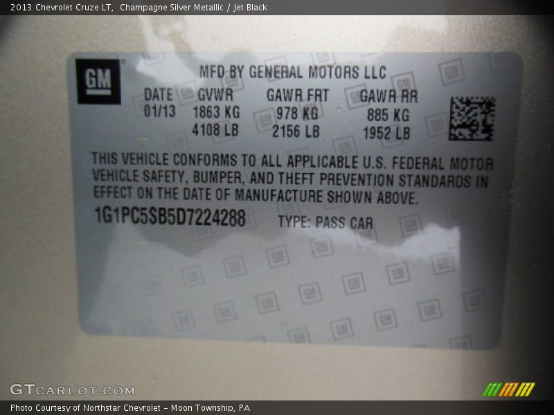 Champagne Silver Metallic / Jet Black 2013 Chevrolet Cruze LT