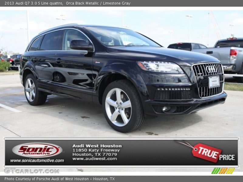 Orca Black Metallic / Limestone Gray 2013 Audi Q7 3.0 S Line quattro