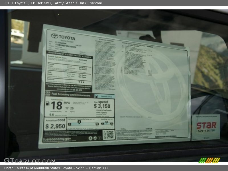 Army Green / Dark Charcoal 2013 Toyota FJ Cruiser 4WD