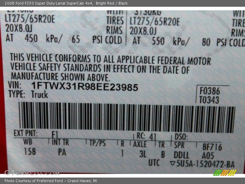 Bright Red / Black 2008 Ford F350 Super Duty Lariat SuperCab 4x4