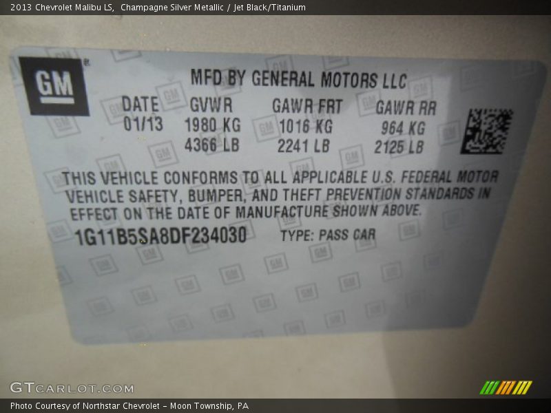 Champagne Silver Metallic / Jet Black/Titanium 2013 Chevrolet Malibu LS