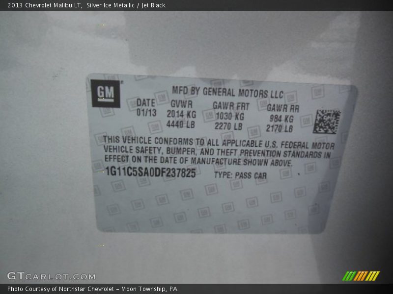 Silver Ice Metallic / Jet Black 2013 Chevrolet Malibu LT