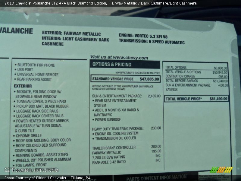 Fairway Metallic / Dark Cashmere/Light Cashmere 2013 Chevrolet Avalanche LTZ 4x4 Black Diamond Edition