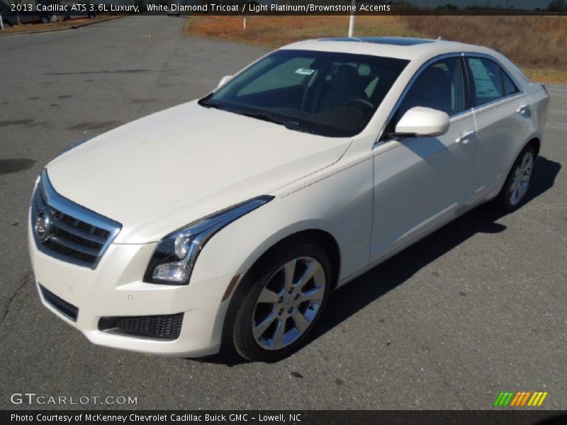White Diamond Tricoat / Light Platinum/Brownstone Accents 2013 Cadillac ATS 3.6L Luxury
