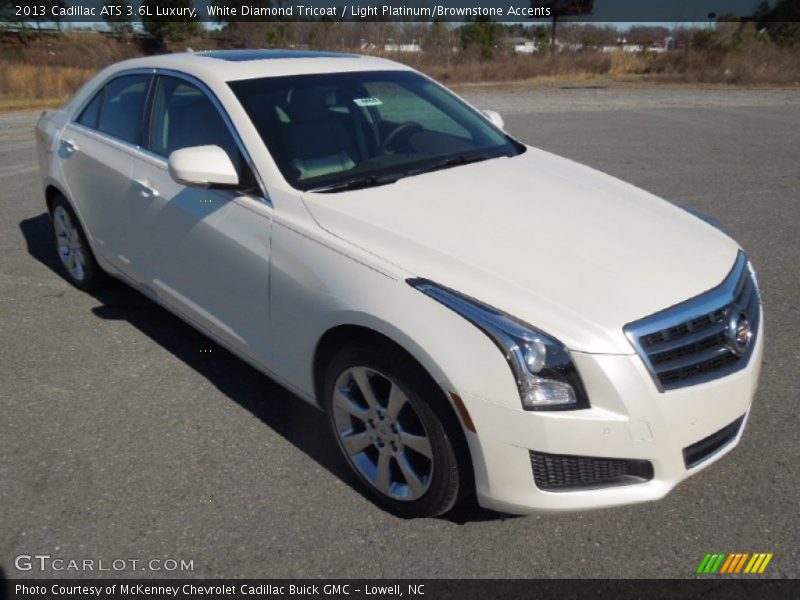 White Diamond Tricoat / Light Platinum/Brownstone Accents 2013 Cadillac ATS 3.6L Luxury