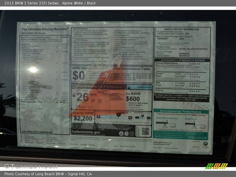 Alpine White / Black 2013 BMW 3 Series 335i Sedan