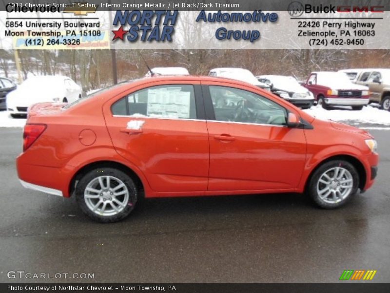 Inferno Orange Metallic / Jet Black/Dark Titanium 2013 Chevrolet Sonic LT Sedan