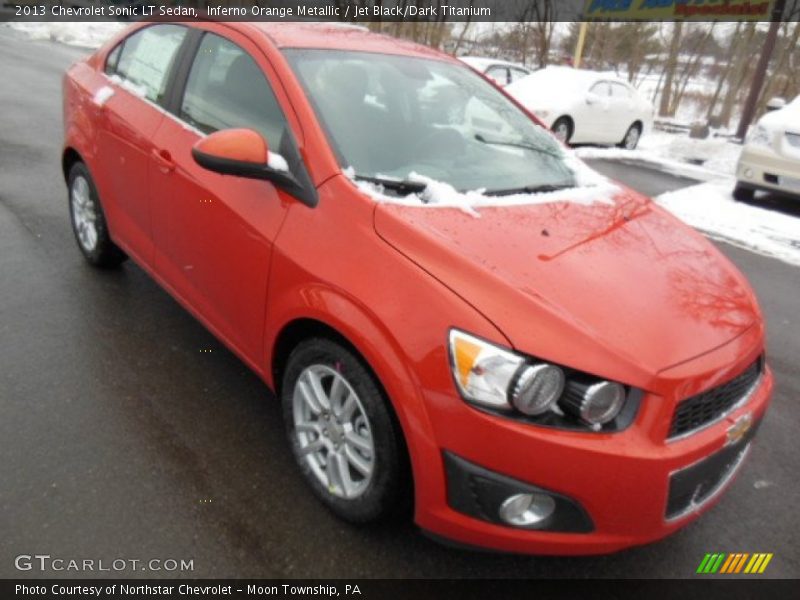 Inferno Orange Metallic / Jet Black/Dark Titanium 2013 Chevrolet Sonic LT Sedan