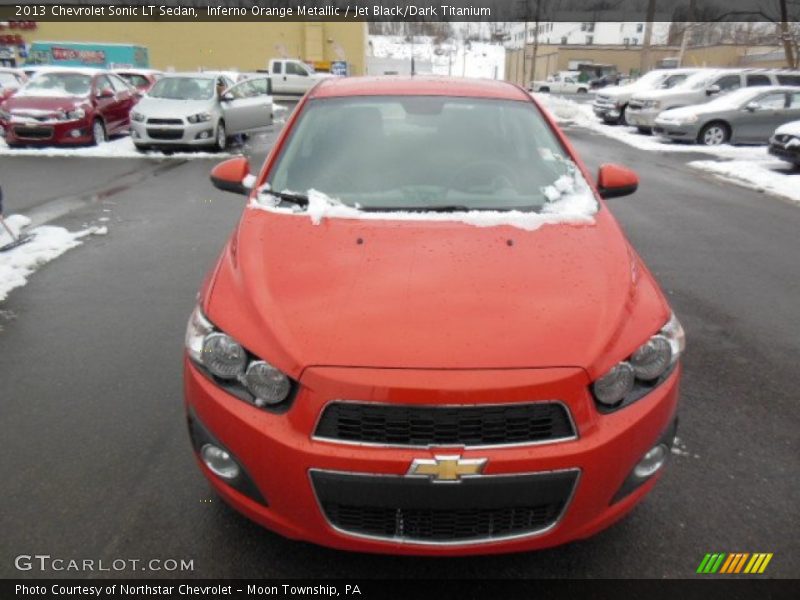 Inferno Orange Metallic / Jet Black/Dark Titanium 2013 Chevrolet Sonic LT Sedan