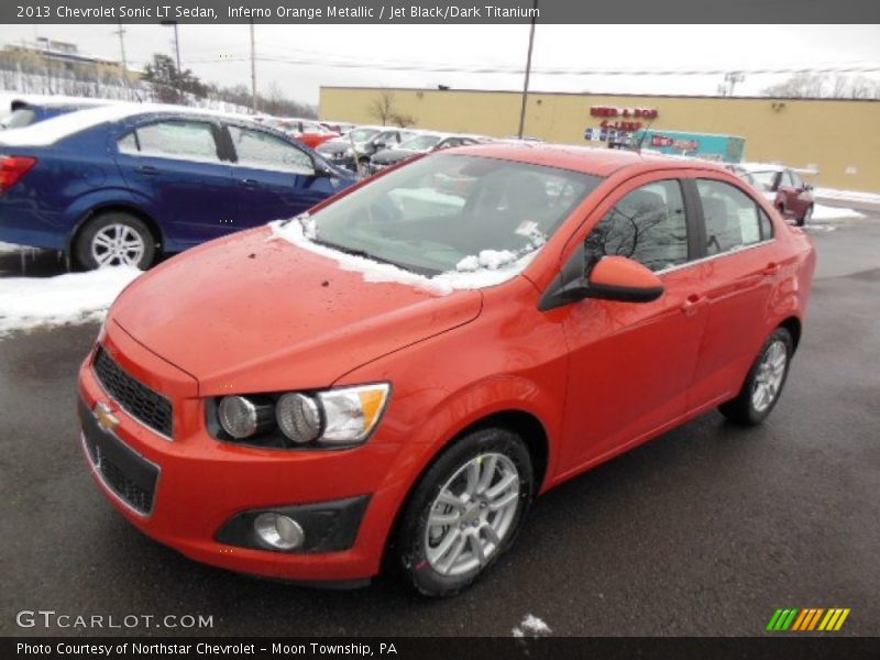 Inferno Orange Metallic / Jet Black/Dark Titanium 2013 Chevrolet Sonic LT Sedan