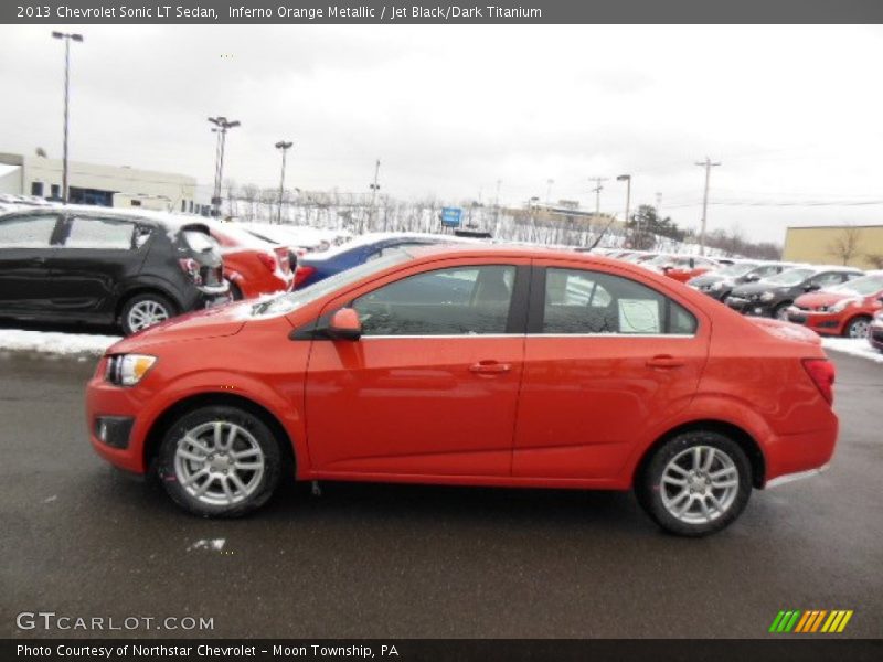 Inferno Orange Metallic / Jet Black/Dark Titanium 2013 Chevrolet Sonic LT Sedan