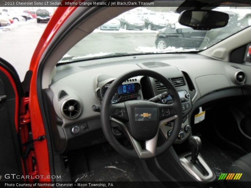 Inferno Orange Metallic / Jet Black/Dark Titanium 2013 Chevrolet Sonic LT Sedan
